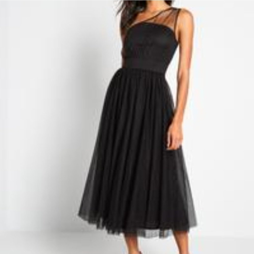 Modcloth Black A-Line One-Shoulder Dress for Weddings